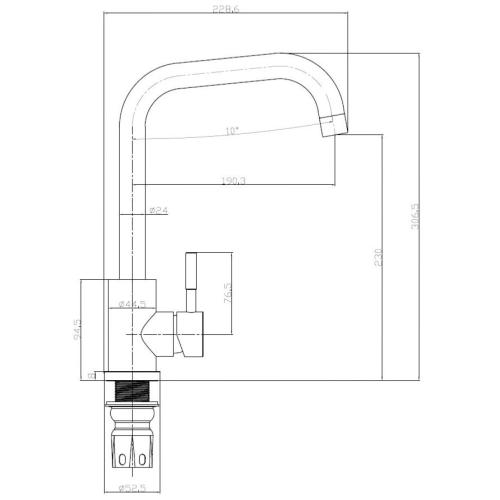 Reginox SALINA Single Lever Kitchen Mixer Tap Brushed Nickel SALINABN
